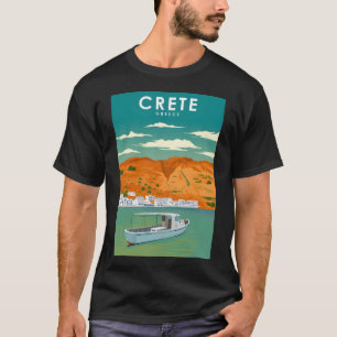 Crete Greece Vintage Minimal Retro Travel Poster T-Shirt