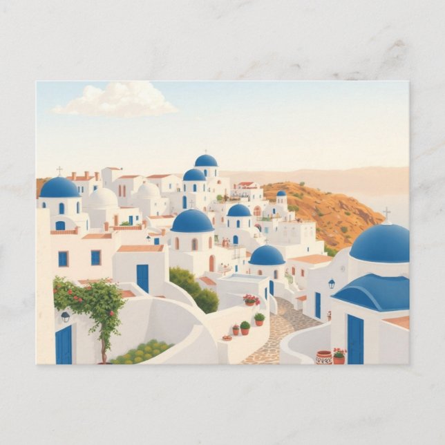 Crete Greece Vintage Travel Art Postcard  (Front)