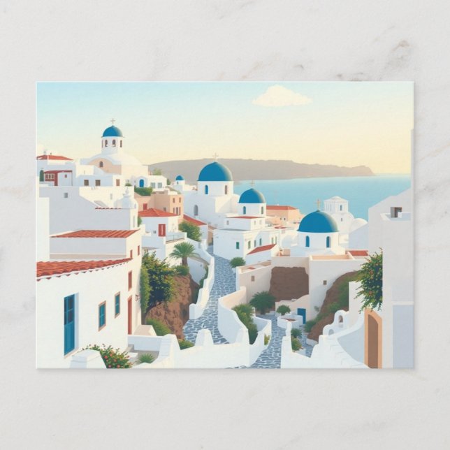 Crete Greece Vintage Travel Art Postcard  (Front)