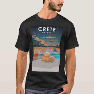 Crete Greece vintage travel poster at night T-Shirt