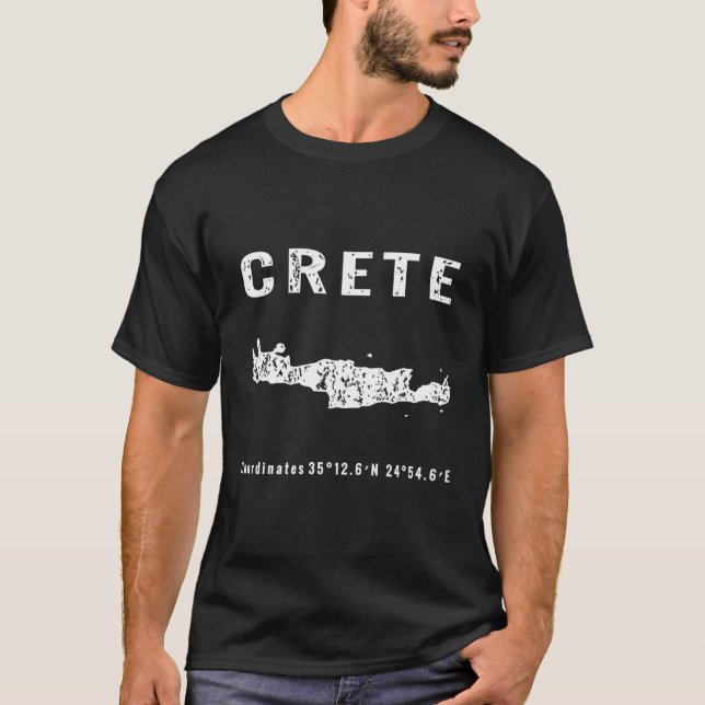 Crete Greek Island Map Mediterranean Greece T-Shirt (Front)