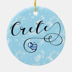 Crete Heart Flag, Greece, Cretan Ceramic Ornament