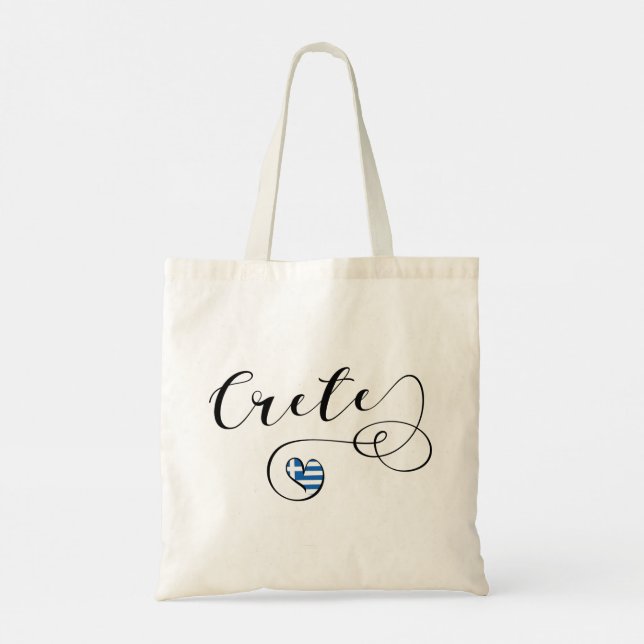 Crete Heart Flag, Greece, Cretan Tote Bag (Back)