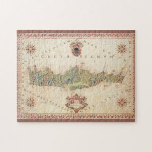 Crete Island Greece Vintage Decorative Map Jigsaw Puzzle