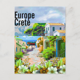 Crete Travel Postcard Art, Crete Greece Travel Art