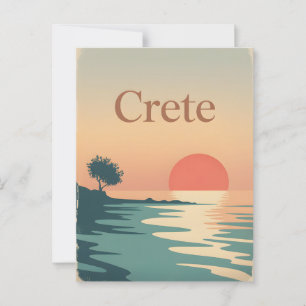Crete vintage minimalistic  postcard