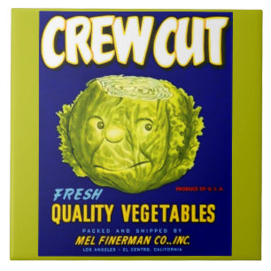 Crew Cut vegetable crate label Ceramic Tile