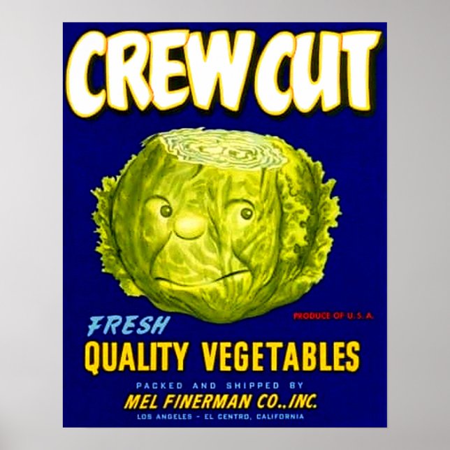 Crew Cut vegetable crate label Poster (Front)
