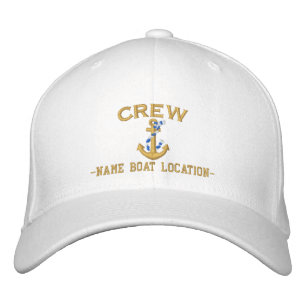 CREW Elegant Rope Anchor Your Boat Name or Both Embroidered Hat
