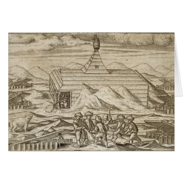 Crew killing and skinning bears, outside  the cabi (Front Horizontal)