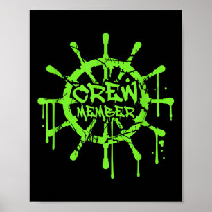 Crew Member Ship Steering Wheel Graffiti Spray Fun Poster