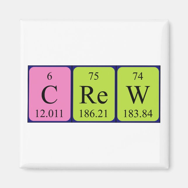 Crew periodic table name magnet (Front)
