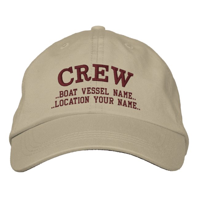 CREW Personalise it! Your Boat Your Name Embroidered Hat (Front)