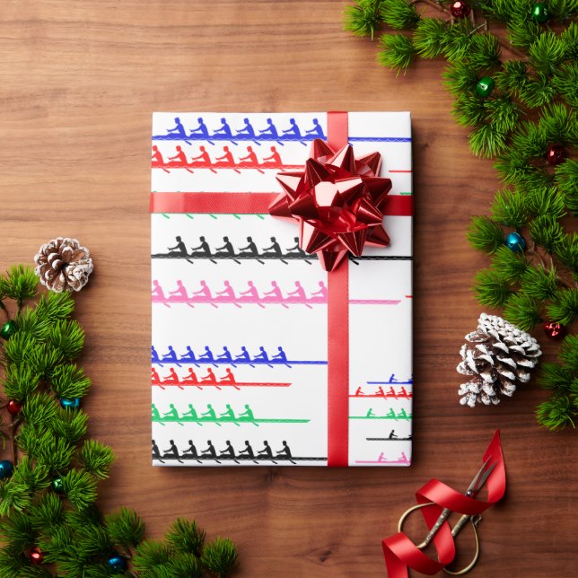 Crew Race Rowers Rowing - Five Boats Racing Wrapping Paper (Holiday Gift)