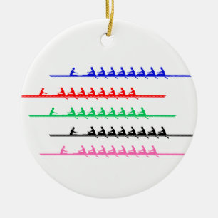 Crew Race Rowers Rowing - Up to Five Boats Ceramic Ornament