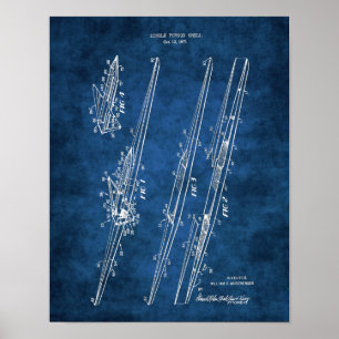 Crew Rowing Poster Patent Diagram of Rowing Shell