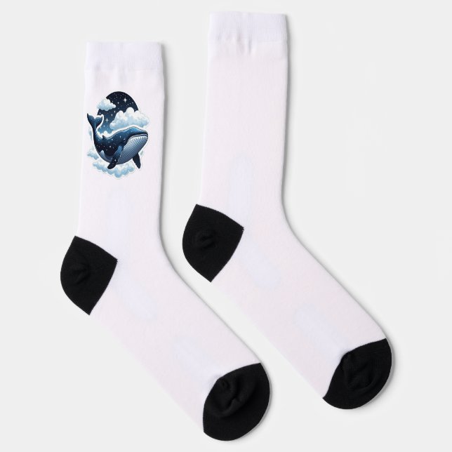 Crew Socks Floating cloud whale with stars  (Right)