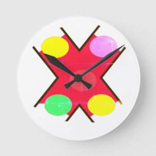 Crew Socks GIANT DOTS YELLOW RED BRIGHT GREEN Round Clock