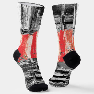 Crew Socks – Red Pulse Abstract Design