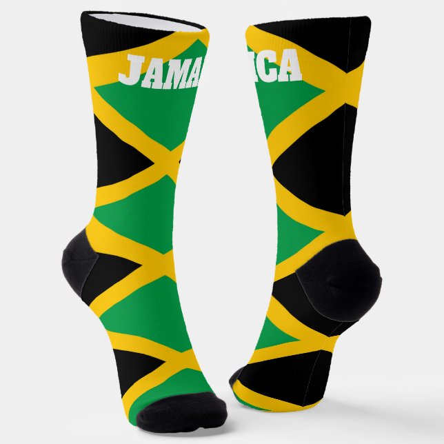 crew socks with flag of Jamaica (Angled)