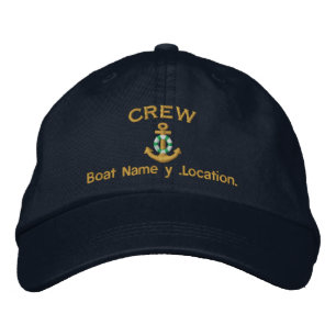 Crew Style Your Boat Name Your Name or Both Embroidered Hat