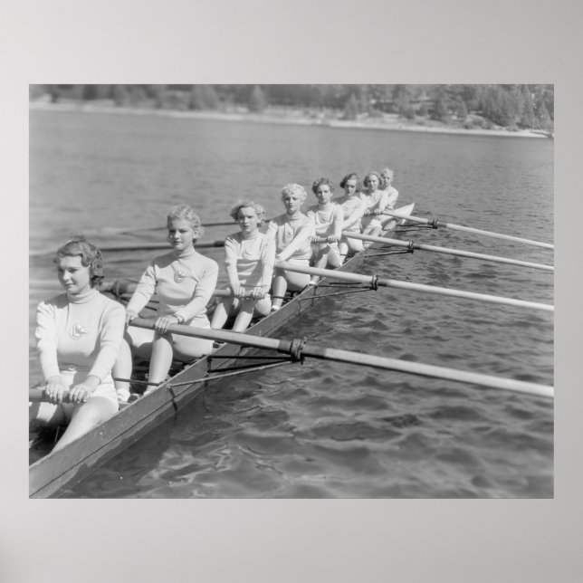 CREW TEAMvintage, sport, row, team, boat, retro, c Poster (Front)