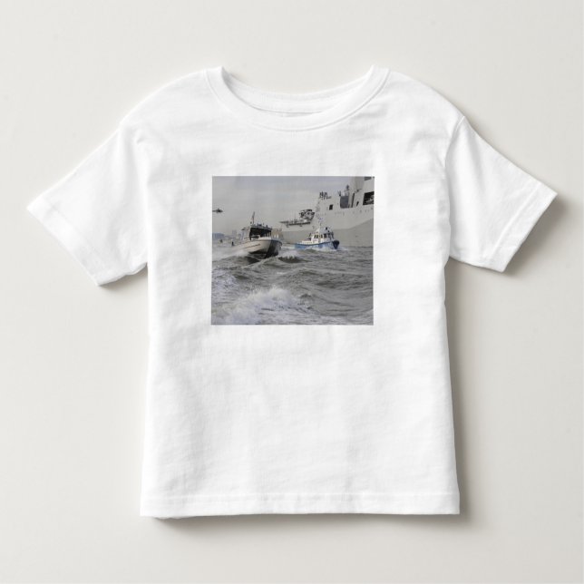 Crews from the coast guard and police departmen toddler T-Shirt (Front)