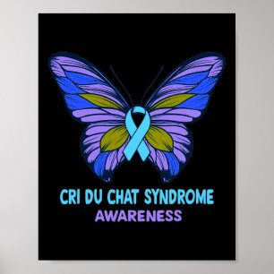 Cri Du Chat Syndrome Awareness Blue Ribbon Poster