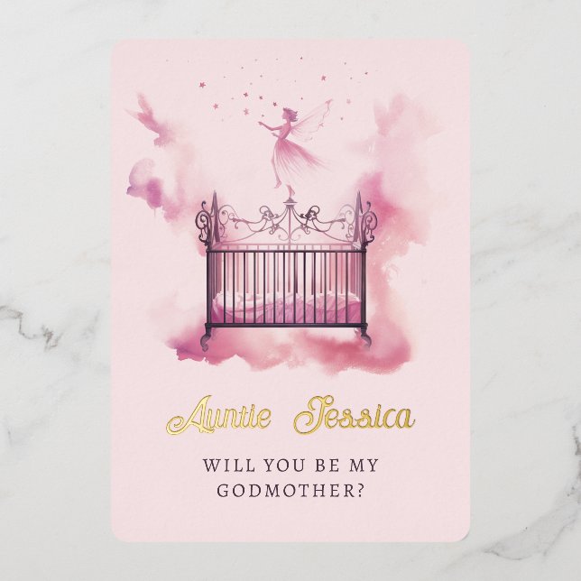 Crib Fairy Watercolor Photo Godmother Proposal (Front)