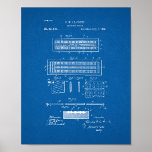 Cribbage Board Patent - Blueprint Poster