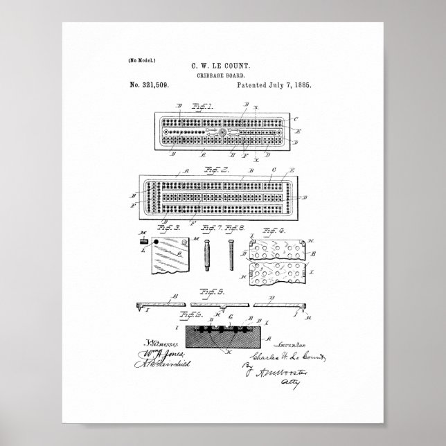 Cribbage Board Patent Poster (Front)