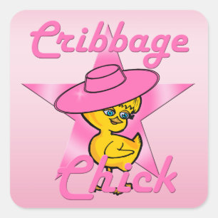 Cribbage Chick #8 Square Sticker