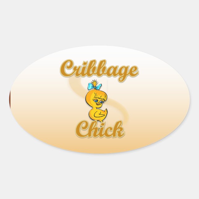 Cribbage Chick Oval Sticker (Front)