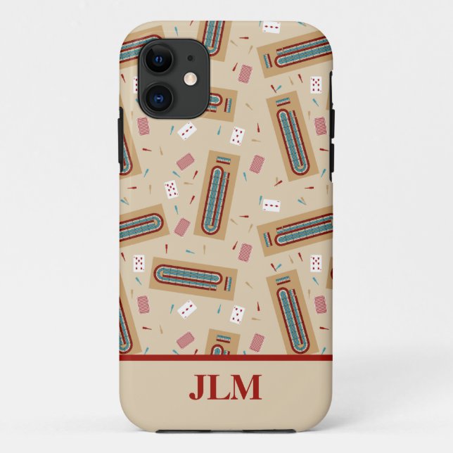 Cribbage Game Board and Playing Pieces Patterned Case-Mate iPhone Case (Back)