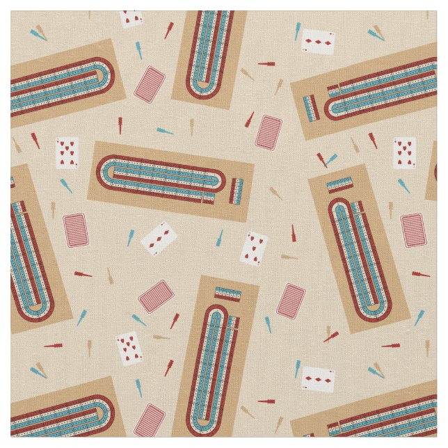 Cribbage Game Board and Playing Pieces Patterned Fabric (Close Up)