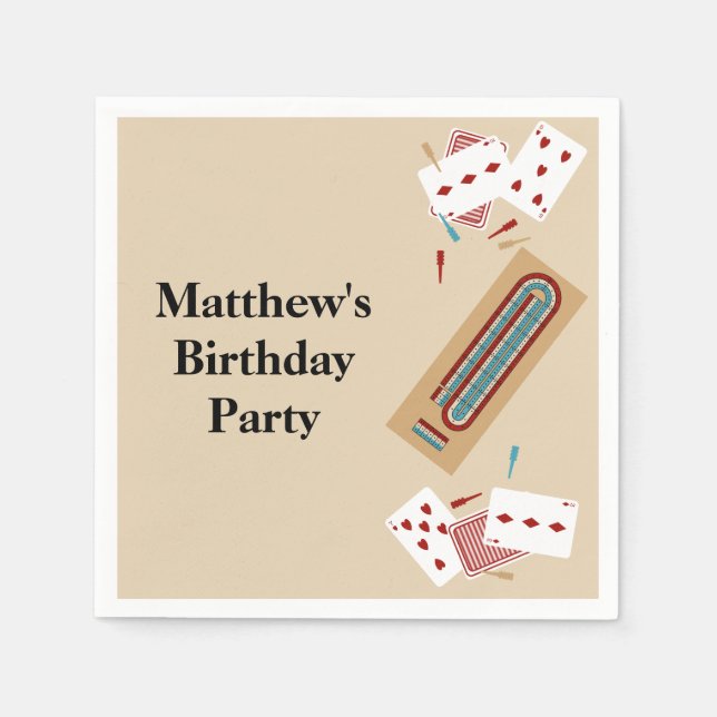 Cribbage Game Themed Personalised Party Napkin (Front)