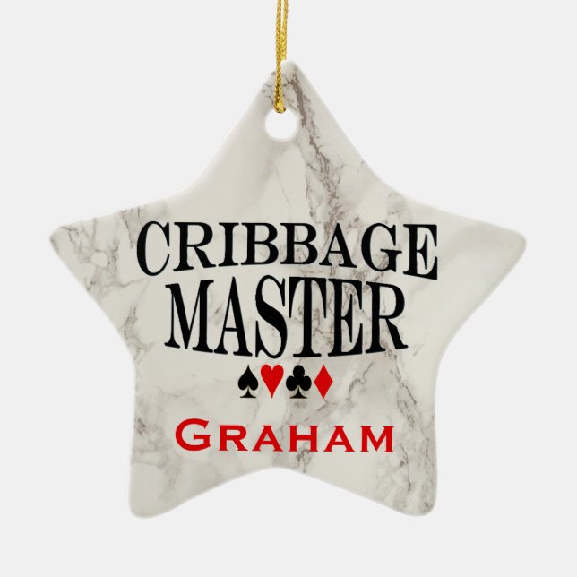 Cribbage Master Personalised Ceramic Ornament (Front)