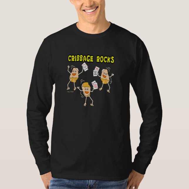 Cribbage Rocks Card Game T-Shirt (Front)