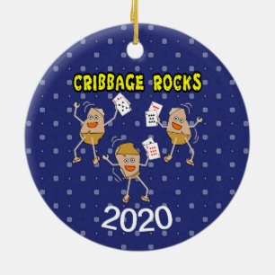 Cribbage Rocks Ceramic Ornament