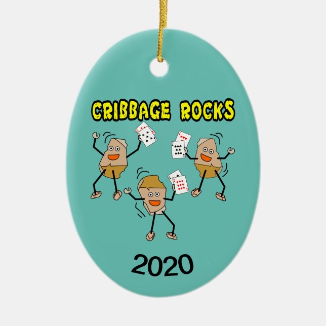 Cribbage Rocks Ceramic Ornament (Front)