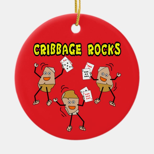 Cribbage Rocks Ceramic Ornament (Front)
