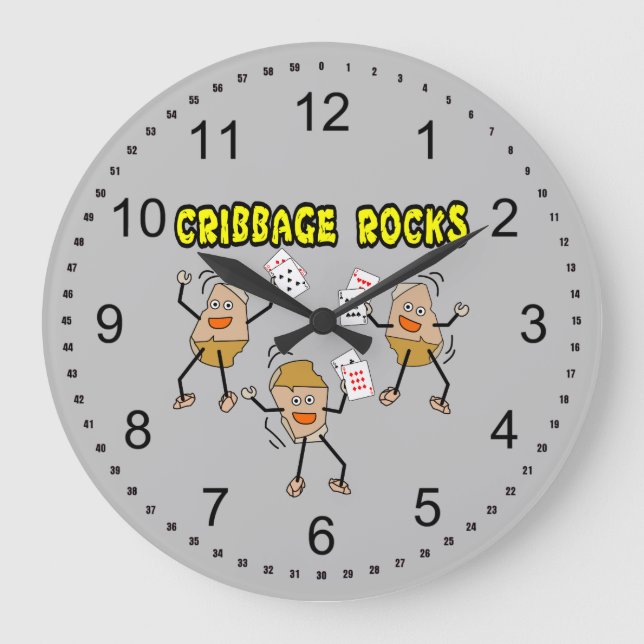 Cribbage Rocks Large Clock (Front)
