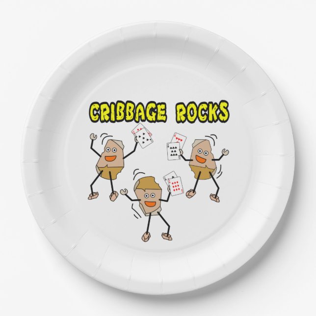 Cribbage Rocks Paper Plate (Front)