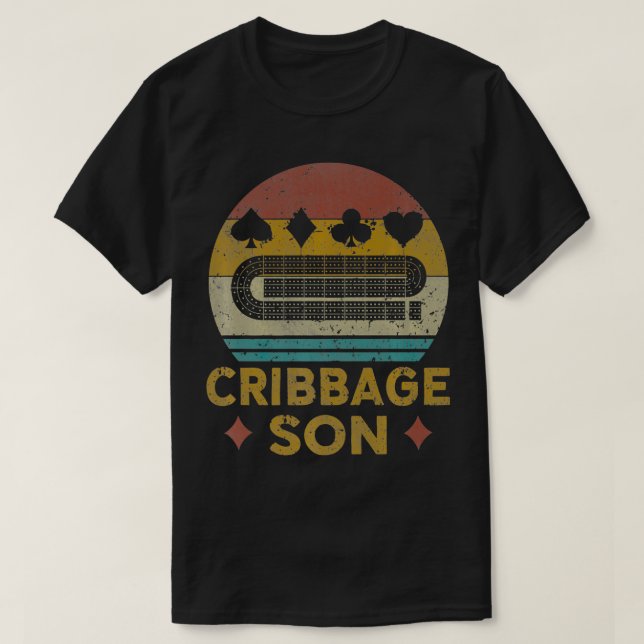 Cribbage Son Cribbage Vintage Cribbage Board Game  T-Shirt (Design Front)
