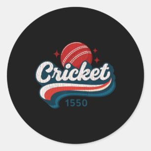 Cricket 1550 Sports Varsity Vintage Men Women  Classic Round Sticker