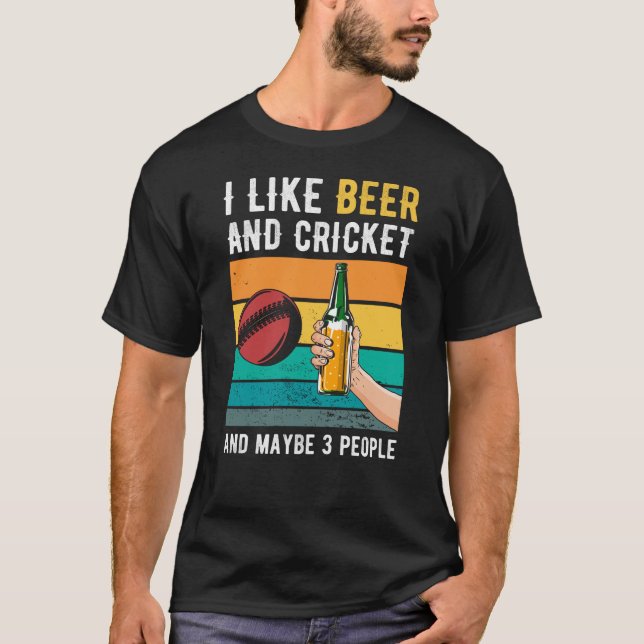 Cricket And Beer Retro Gift T-Shirt (Front)