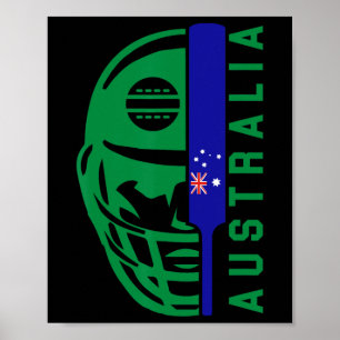 Cricket Australia Fan Helmet Ll And T Design Poster