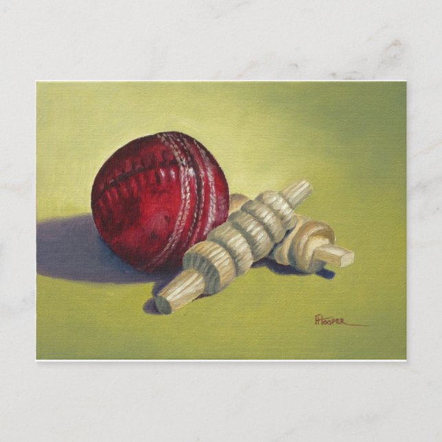 Cricket Ball and Bails Postcard (Front)