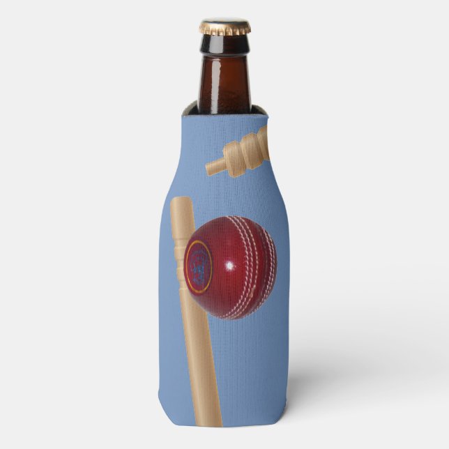 Cricket Ball And Stumps, Bottle Cooler (Bottle Front)
