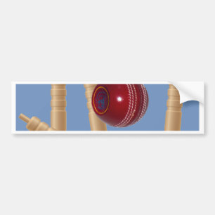 Cricket Ball And Stumps, Bumper Sticker